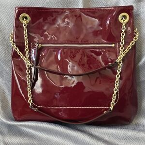Coach Burgundy Patent Leather Shoulder Bag